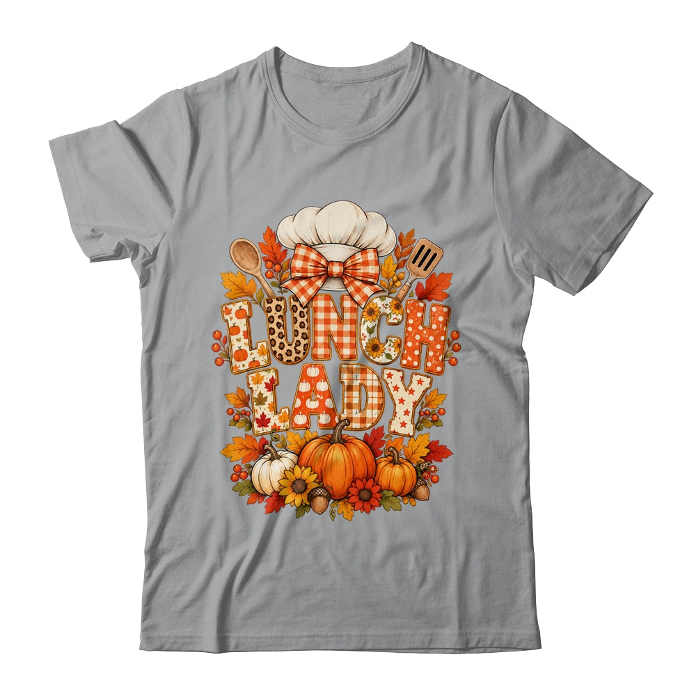 Lunch Lady Fall Thanksgiving Pumpkins Thankful Coquette Shirt & Sweatshirt | siriusteestore