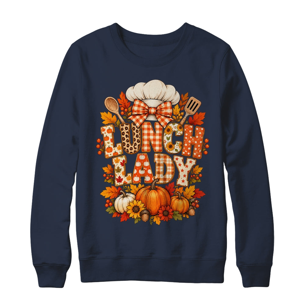 Lunch Lady Fall Thanksgiving Pumpkins Thankful Coquette Shirt & Sweatshirt | siriusteestore