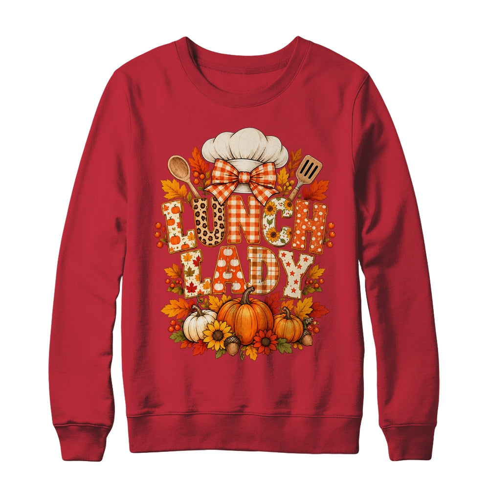 Lunch Lady Fall Thanksgiving Pumpkins Thankful Coquette Shirt & Sweatshirt | siriusteestore