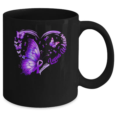 Lupus Awareness Warrior Survivor Purple Butterflies Heart Mug | siriusteestore