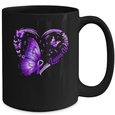 Lupus Awareness Warrior Survivor Purple Butterflies Heart Mug | siriusteestore