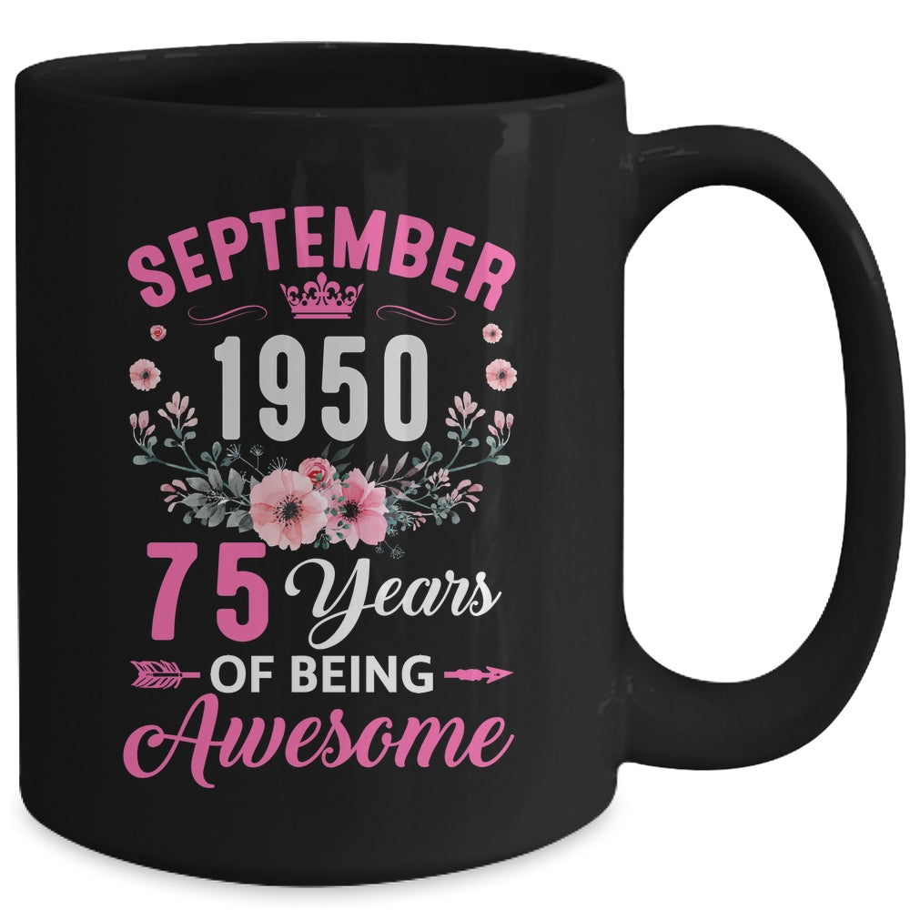 Made In 1950 75 Years Old September 75th Birthday Women Mug | siriusteestore