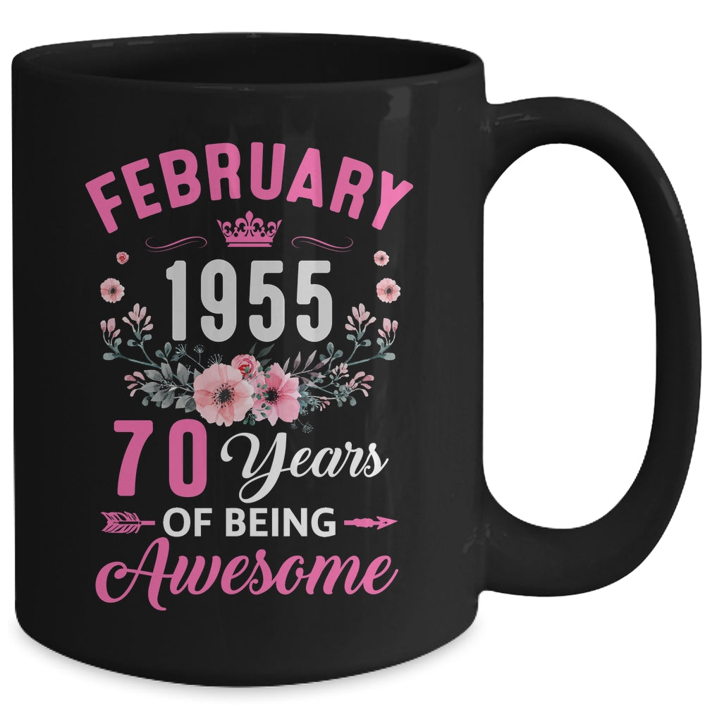 Made In 1955 70 Years Old February 70th Birthday Women Mug | siriusteestore