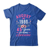 Made In 1980 45 Years Old August 45th Birthday Women Shirt & Tank Top | siriusteestore