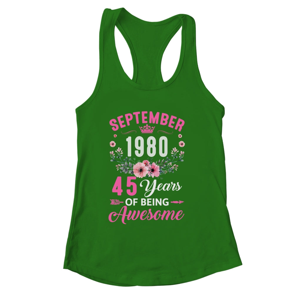 Made In 1980 45 Years Old September 45th Birthday Women Shirt & Tank Top | siriusteestore