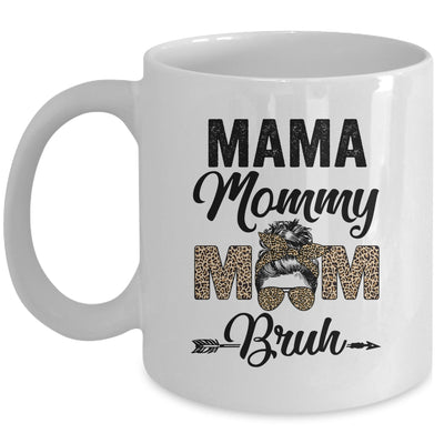Mama Mommy Mom Bruh Leopard Messy Bun Mothers Day Mug | siriusteestore