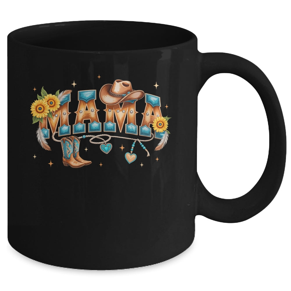 Mama Western Retro Groovy Cowgirl Women Rodeo Mothers Day Mug | siriusteestore