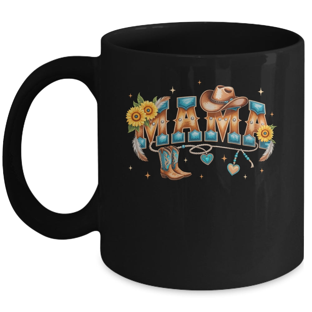 Mama Western Retro Groovy Cowgirl Women Rodeo Mothers Day Mug | siriusteestore