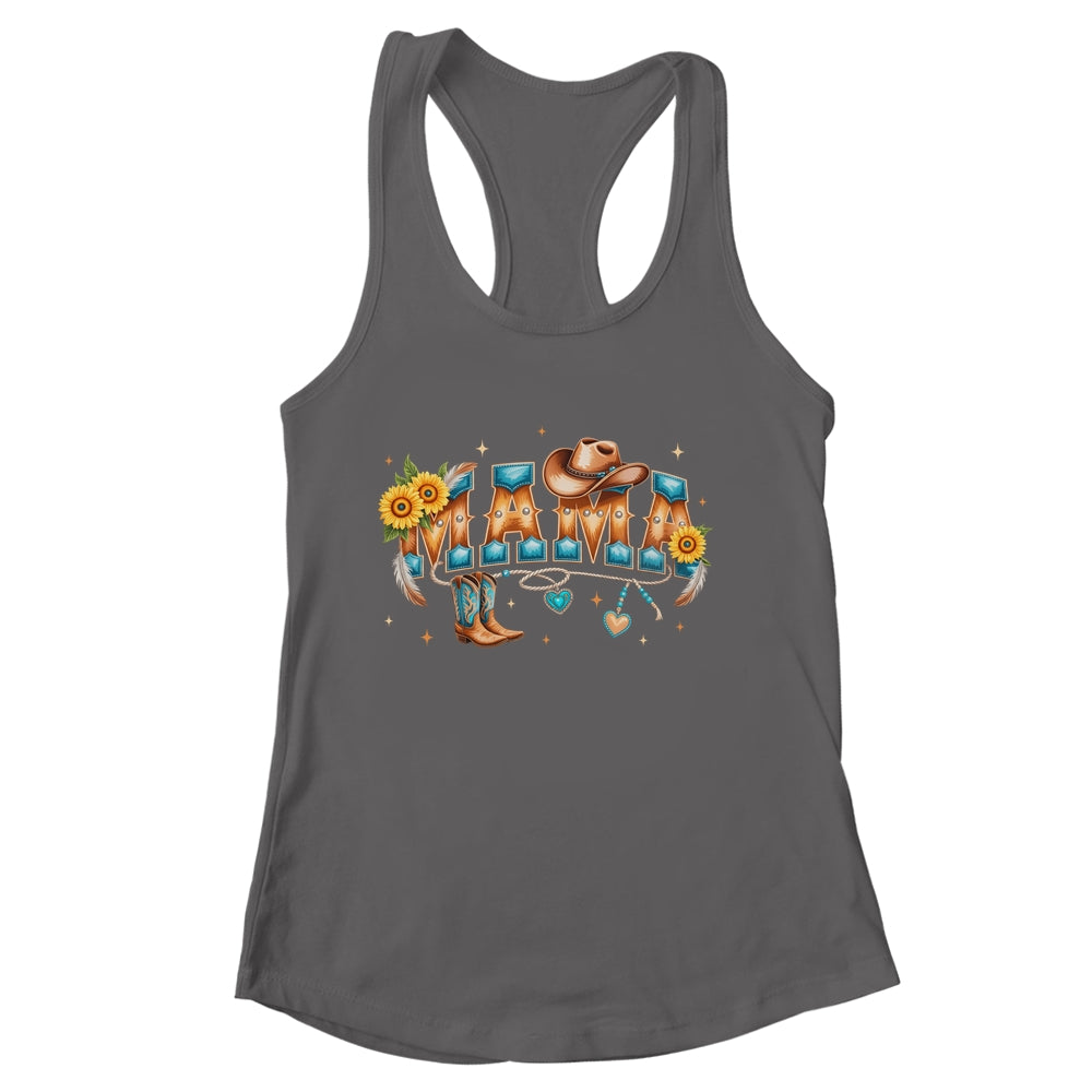 Mama Western Retro Groovy Cowgirl Women Rodeo Mothers Day Shirt & Tank Top | siriusteestore