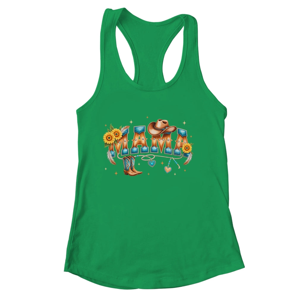 Mama Western Retro Groovy Cowgirl Women Rodeo Mothers Day Shirt & Tank Top | siriusteestore