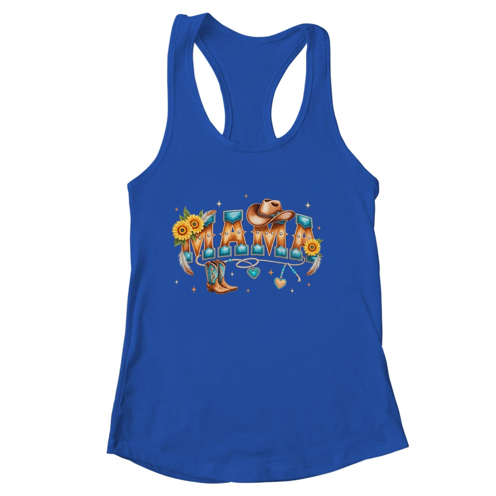 Mama Western Retro Groovy Cowgirl Women Rodeo Mothers Day Shirt & Tank Top | siriusteestore