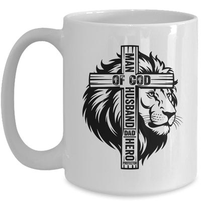 Man Of God Christian Dad For Husband Lion Men Father's Day Mug | siriusteestore
