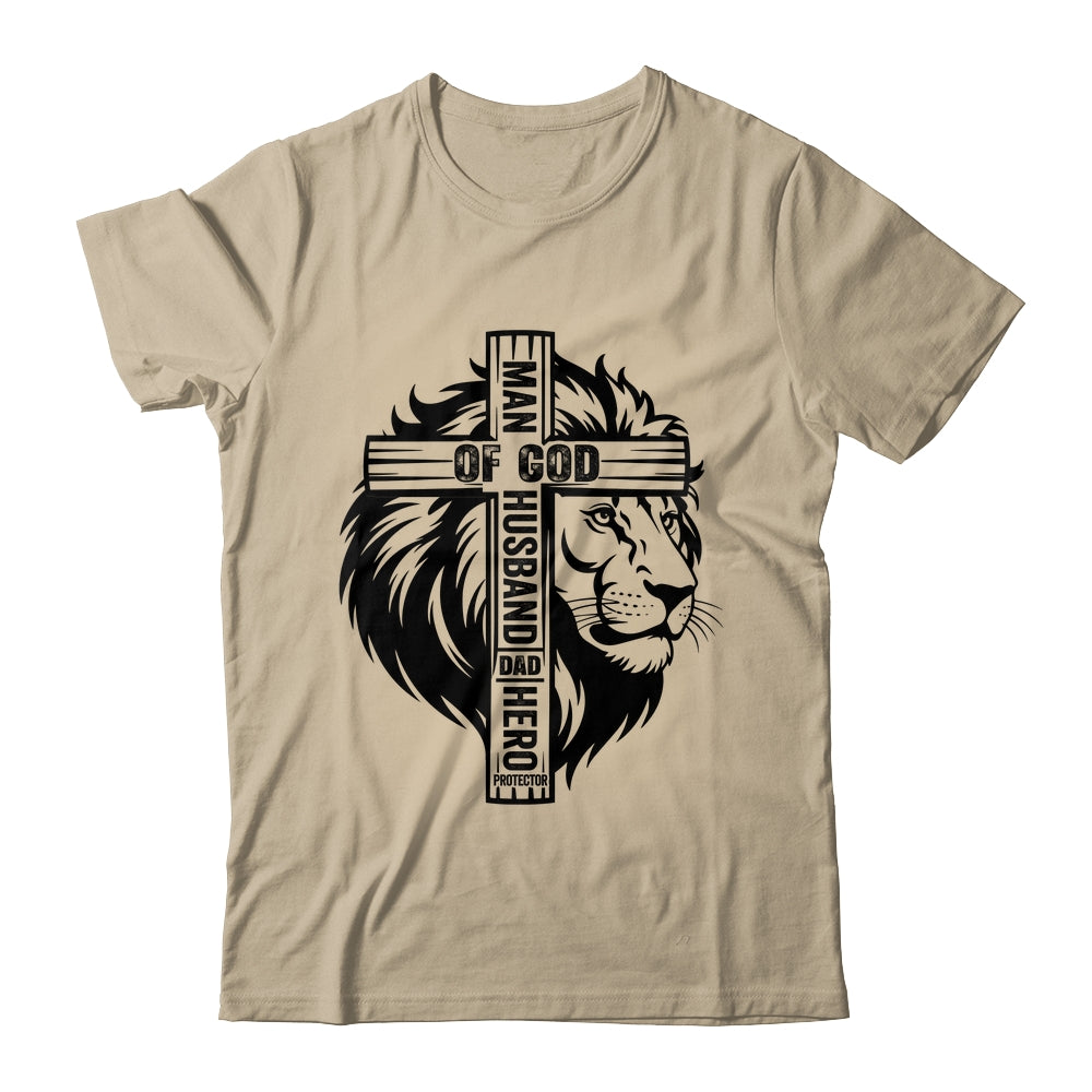 Man Of God Christian Dad For Husband Lion Men Father's Day Shirt & Hoodie | siriusteestore