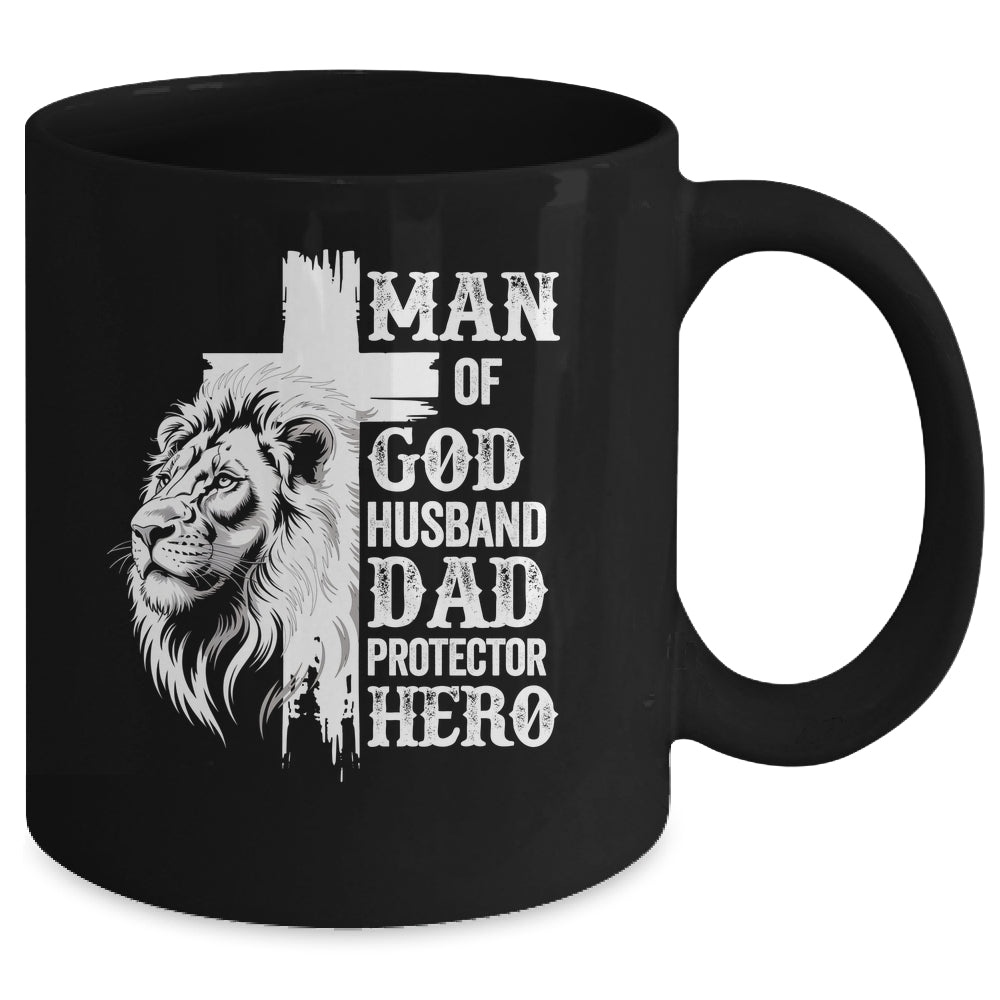 Man Of God Dad Husband Protector Hero Christian Father's Day Mug | siriusteestore