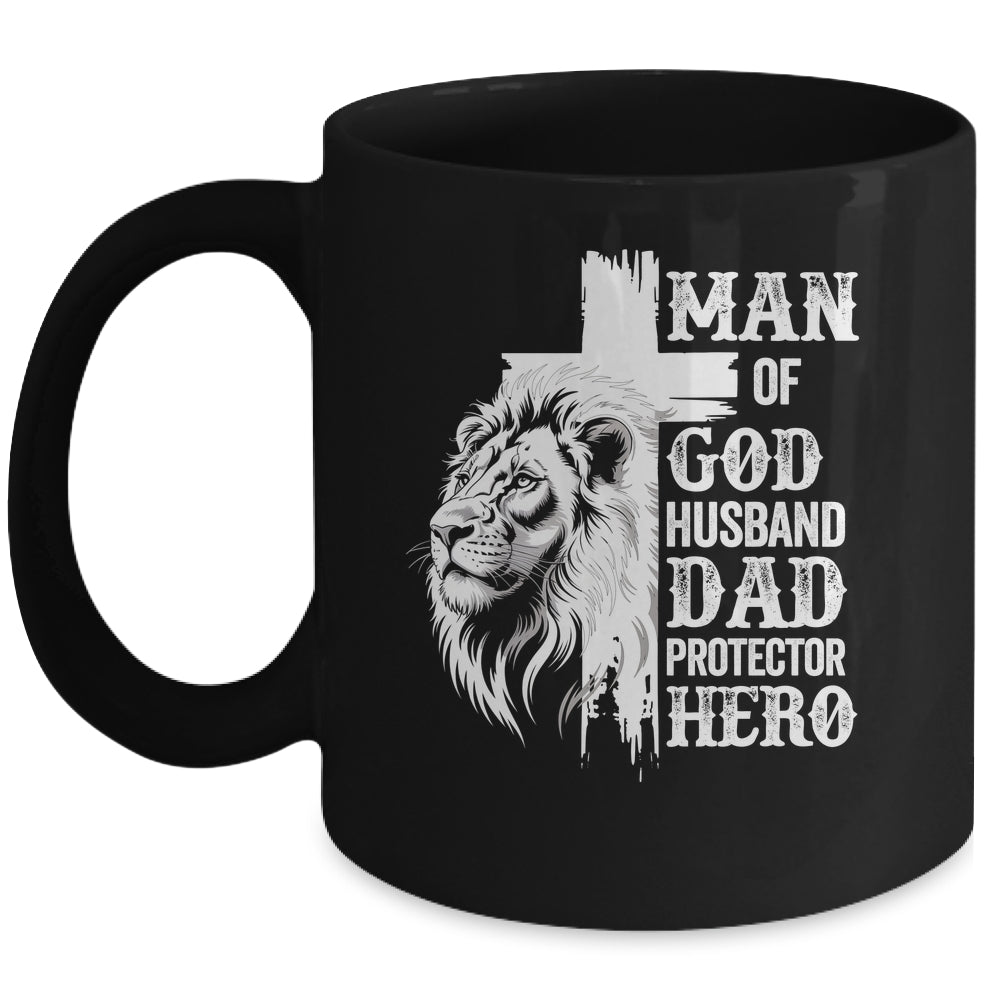 Man Of God Dad Husband Protector Hero Christian Father's Day Mug | siriusteestore