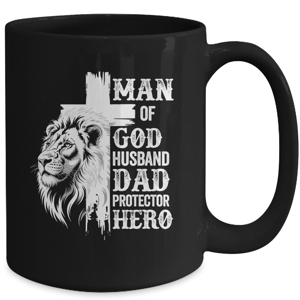 Man Of God Dad Husband Protector Hero Christian Father's Day Mug | siriusteestore