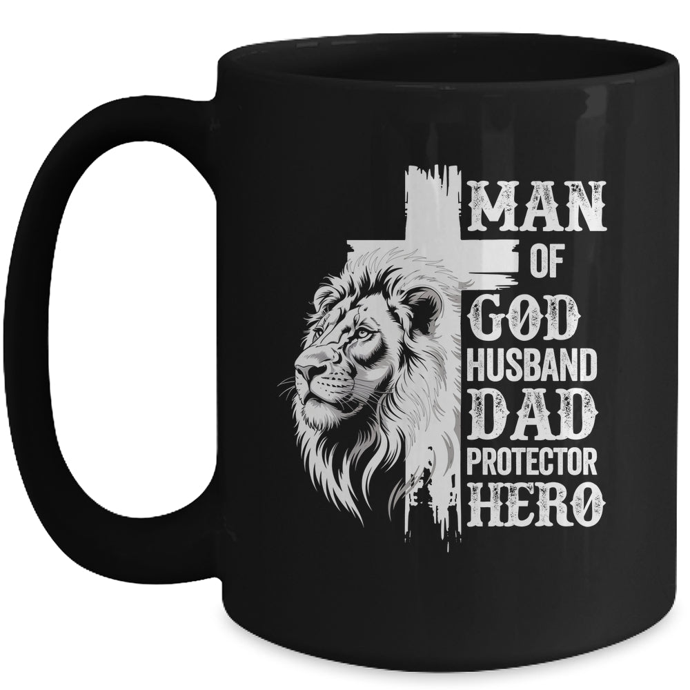 Man Of God Dad Husband Protector Hero Christian Father's Day Mug | siriusteestore