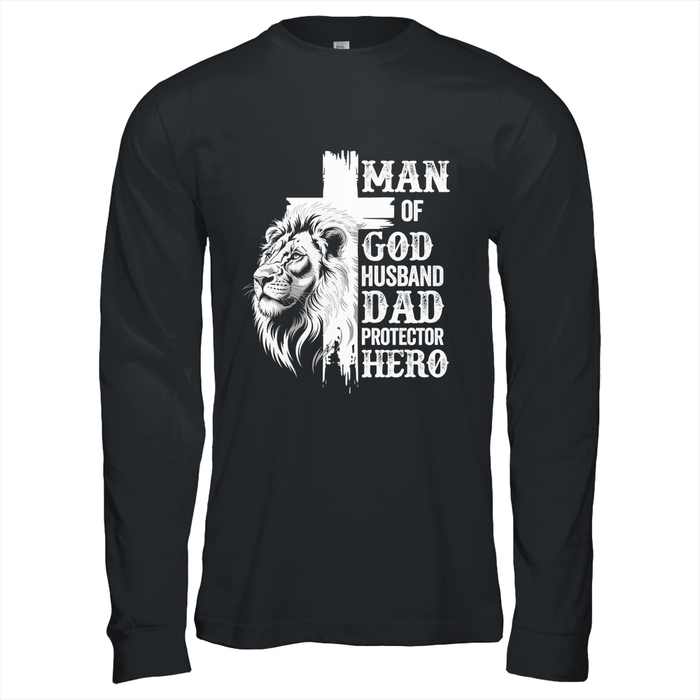 Man Of God Dad Husband Protector Hero Christian Father's Day Shirt & Hoodie | siriusteestore