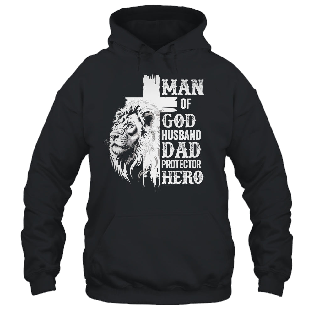 Man Of God Dad Husband Protector Hero Christian Father's Day Shirt & Hoodie | siriusteestore
