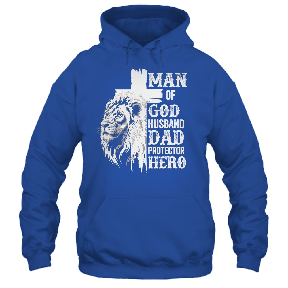 Man Of God Dad Husband Protector Hero Christian Father's Day Shirt & Hoodie | siriusteestore