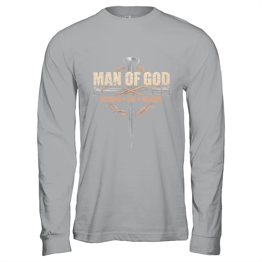 Man Of God Husband Dad Grandpa Cross Christian Fathers Day Shirt & Hoodie | siriusteestore