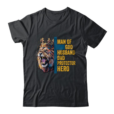 Man Of God Husband Dad Lion Religious Christian Father's Day Shirt & Hoodie | siriusteestore
