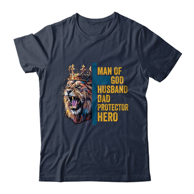 Man Of God Husband Dad Lion Religious Christian Father's Day Shirt & Hoodie | siriusteestore