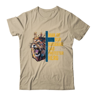 Man Of God Husband Dad Lion Religious Christian Father's Day Shirt & Hoodie | siriusteestore