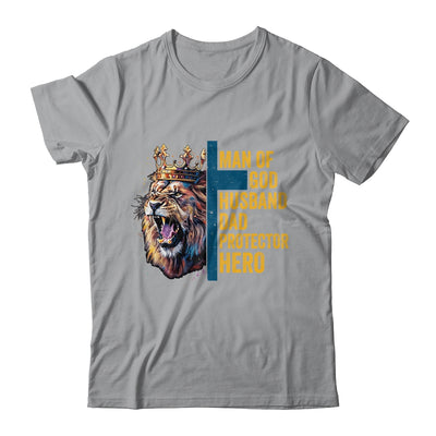 Man Of God Husband Dad Lion Religious Christian Father's Day Shirt & Hoodie | siriusteestore