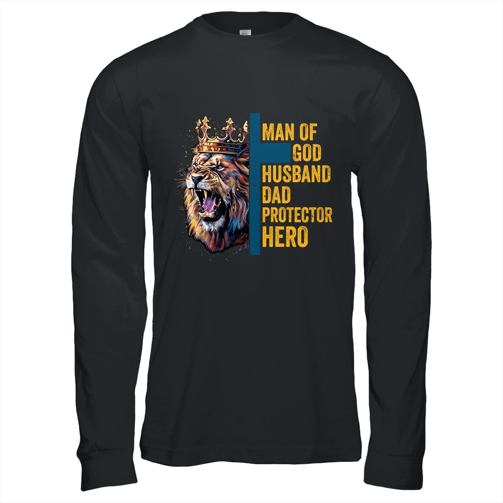 Man Of God Husband Dad Lion Religious Christian Father's Day Shirt & Hoodie | siriusteestore