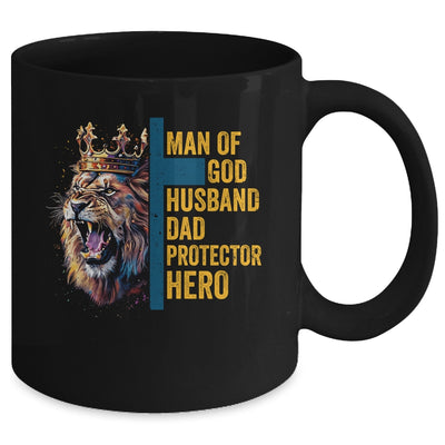 Man Of God Husband Dad Lion Religious Christian Father's Day Mug | siriusteestore