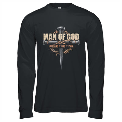 Man Of God Husband Dad Papa Cross Christian Fathers Day Shirt & Hoodie | siriusteestore