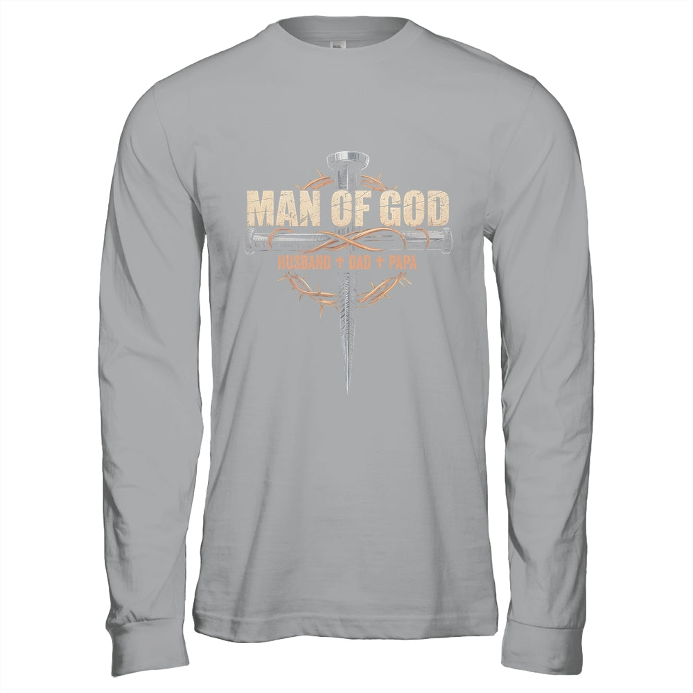 Man Of God Husband Dad Papa Cross Christian Fathers Day Shirt & Hoodie | siriusteestore