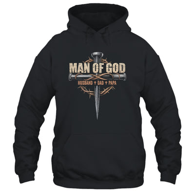 Man Of God Husband Dad Papa Cross Christian Fathers Day Shirt & Hoodie | siriusteestore