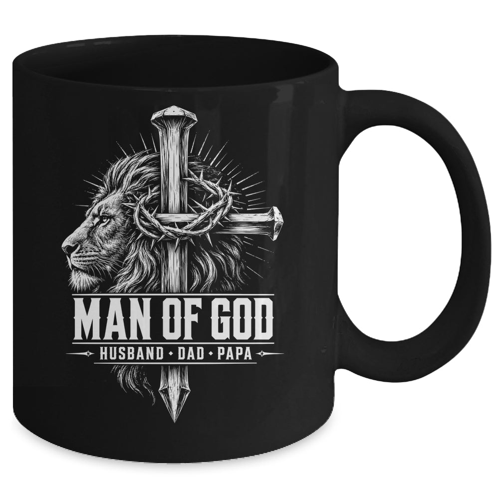 Man Of God Husband Dad Papa Lion Christian Father'S Day Men Mug | siriusteestore