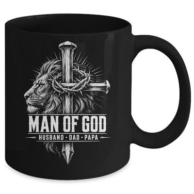 Man Of God Husband Dad Papa Lion Christian Father'S Day Men Mug | siriusteestore