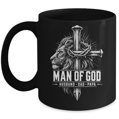 Man Of God Husband Dad Papa Lion Christian Father'S Day Men Mug | siriusteestore