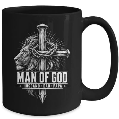 Man Of God Husband Dad Papa Lion Christian Father'S Day Men Mug | siriusteestore