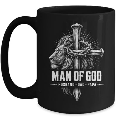 Man Of God Husband Dad Papa Lion Christian Father'S Day Men Mug | siriusteestore