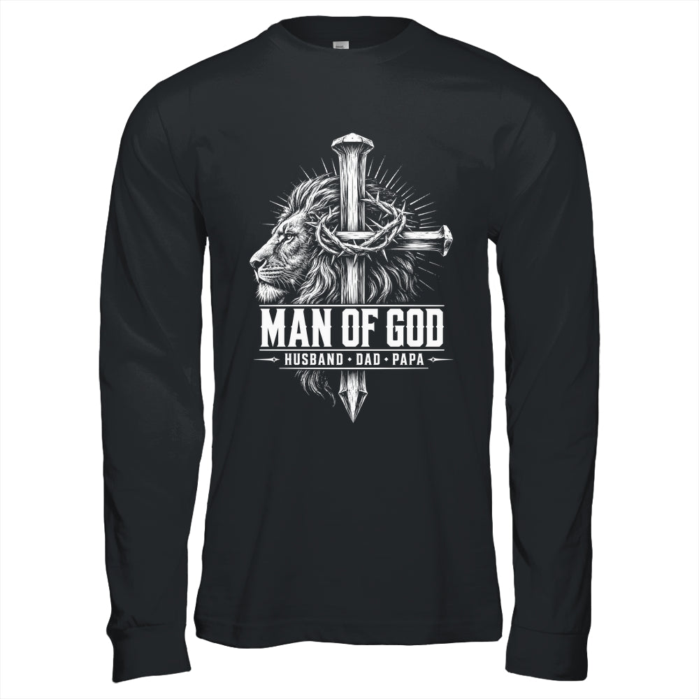 Man Of God Husband Dad Papa Lion Christian Father'S Day Men Shirt & Hoodie | siriusteestore