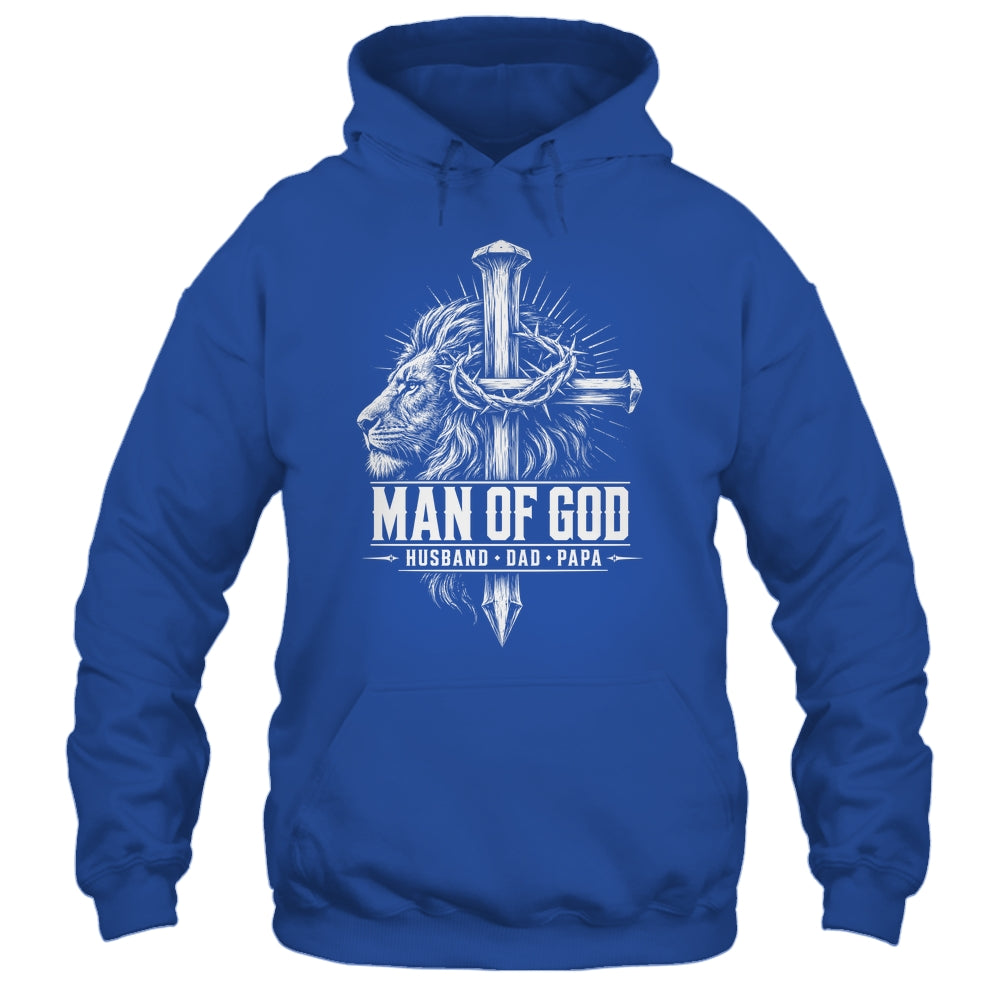Man Of God Husband Dad Papa Lion Christian Father'S Day Men Shirt & Hoodie | siriusteestore