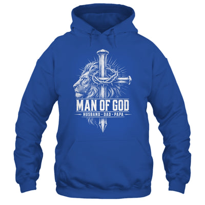 Man Of God Husband Dad Papa Lion Christian Father'S Day Men Shirt & Hoodie | siriusteestore