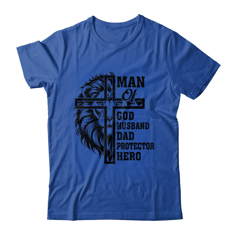 Man Of God Husband Dad Protector Hero Christian Father's Day Shirt & Hoodie | siriusteestore