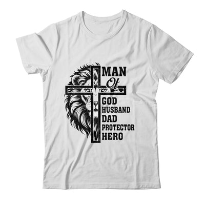 Man Of God Husband Dad Protector Hero Christian Father's Day Shirt & Hoodie | siriusteestore