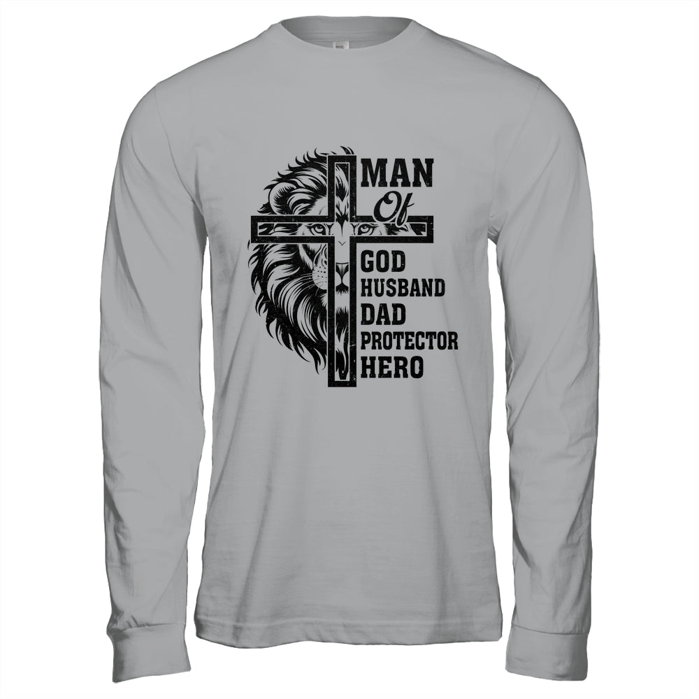 Man Of God Husband Dad Protector Hero Christian Father's Day Shirt & Hoodie | siriusteestore