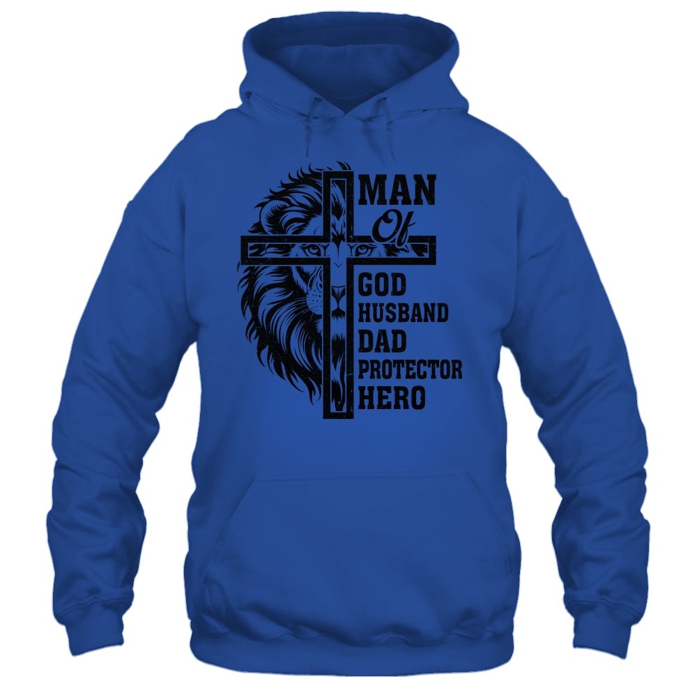 Man Of God Husband Dad Protector Hero Christian Father's Day Shirt & Hoodie | siriusteestore
