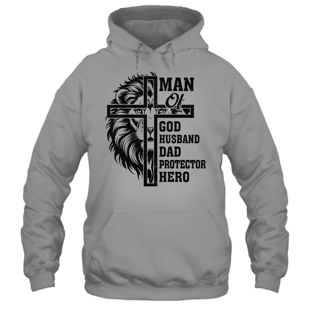 Man Of God Husband Dad Protector Hero Christian Father's Day Shirt & Hoodie | siriusteestore
