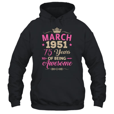 March 1951 75 Years Of Being Awesome Retro 75th Birthday Shirt & Tank Top | siriusteestore