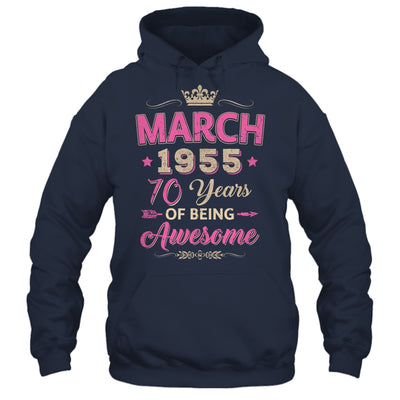 March 1955 70 Years Of Being Awesome Retro 70th Birthday Shirt & Tank Top | siriusteestore