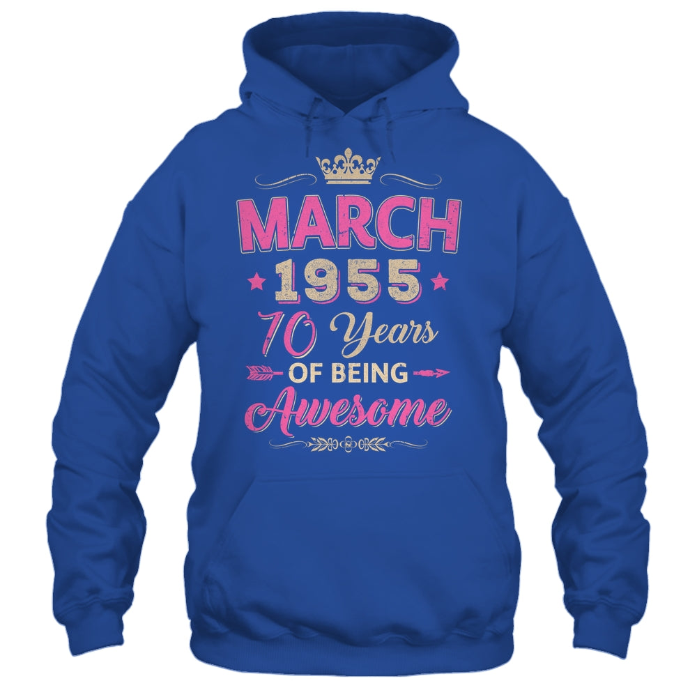 March 1955 70 Years Of Being Awesome Retro 70th Birthday Shirt & Tank Top | siriusteestore